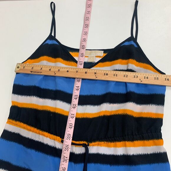 Michael Kors Striped Maci Maxi Dress Womens S Small Front Slit Waist Tie V Neck - Picture 7 of 14